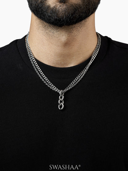 Gazian Four Interlinked Ring Men's Double Chain Pendant