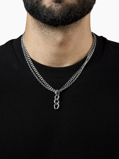 Gazian Four Interlinked Ring Men's Double Chain Pendant