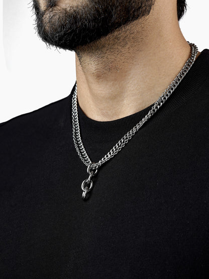 Gazian Four Interlinked Ring Men's Double Chain Pendant