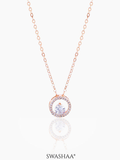 Gemma Diamond Solitaire Rosegold Plated Pendant Necklace