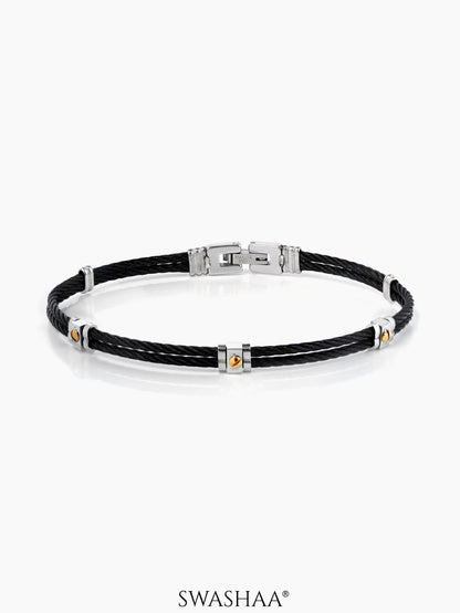Gene Twin Black Wired Men's Bracelet