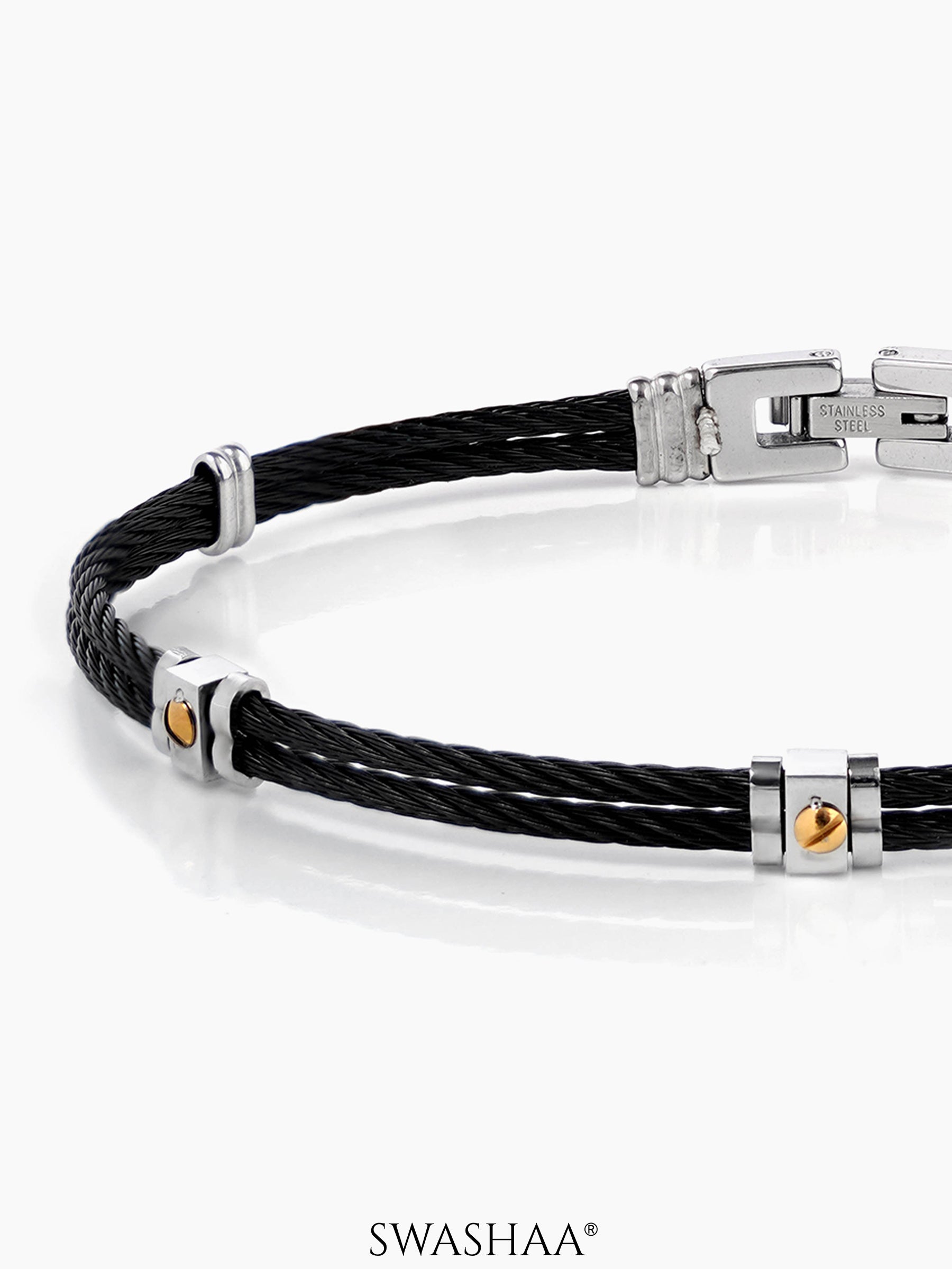Gene Twin Black Wired Men's Bracelet