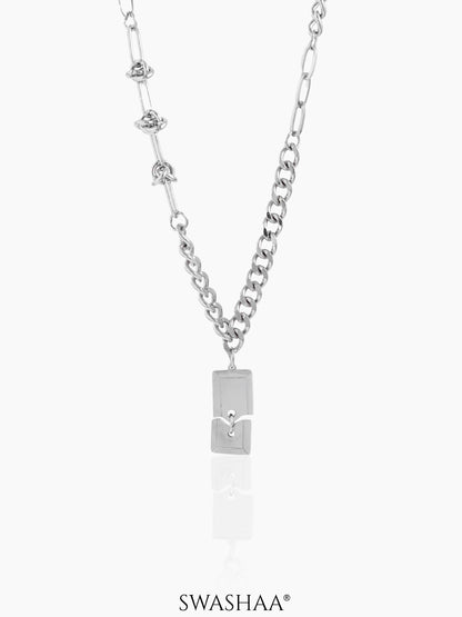 Genk Silver Men's Chain Double Plate Pendant