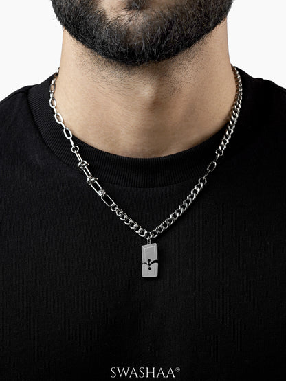 Genk Silver Men's Chain Double Plate Pendant