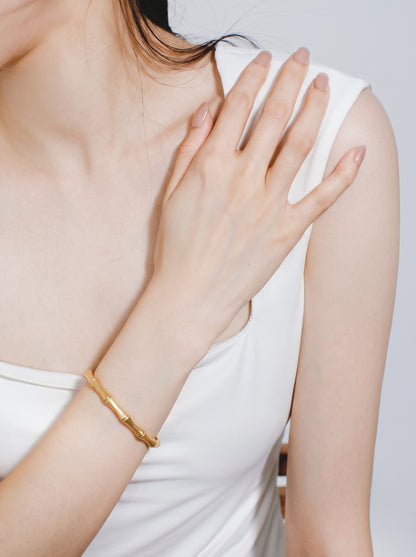 Gianella Bamboo Link 18K Gold Plated Cuff Bracelet