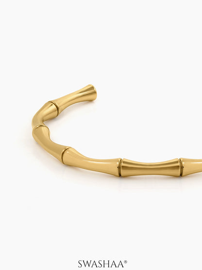 Gianella Bamboo Link 18K Gold Plated Cuff Bracelet