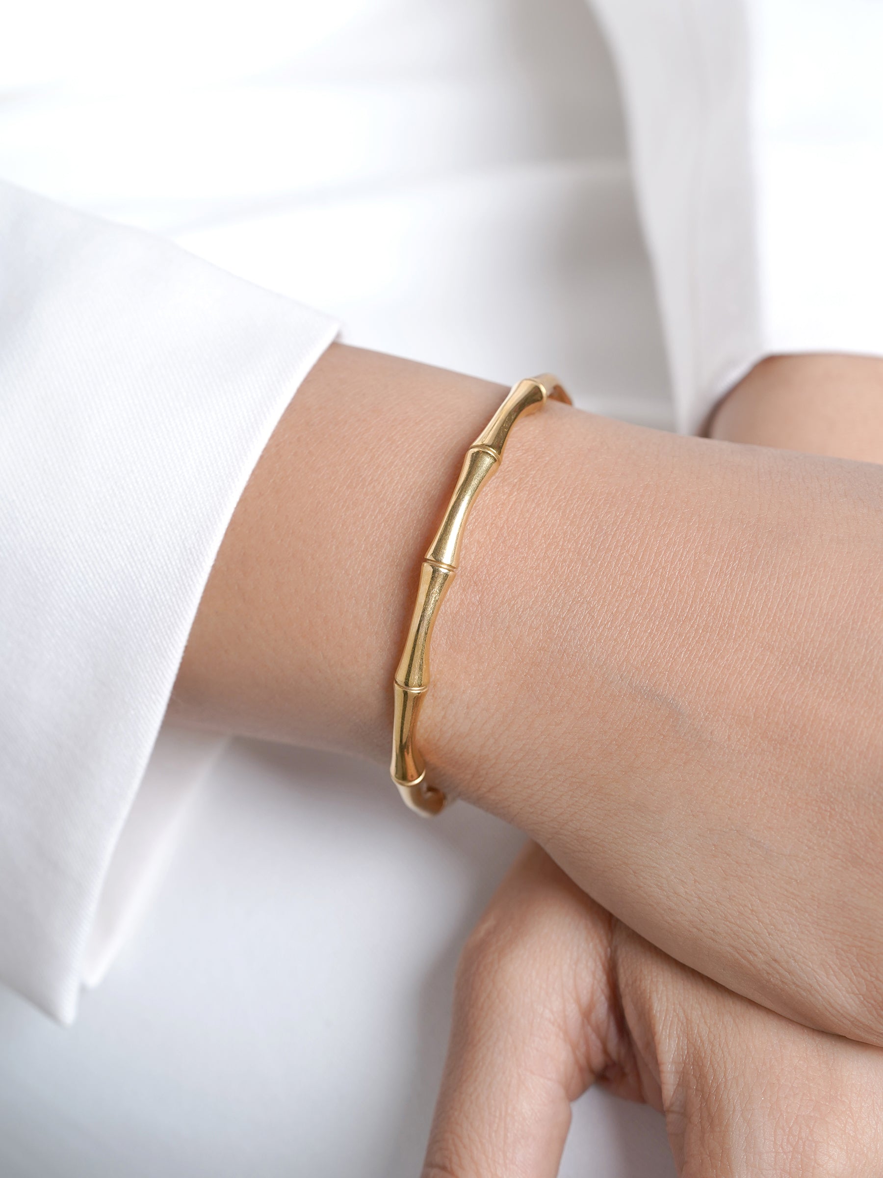 Gianella Bamboo Link 18K Gold Plated Cuff Bracelet