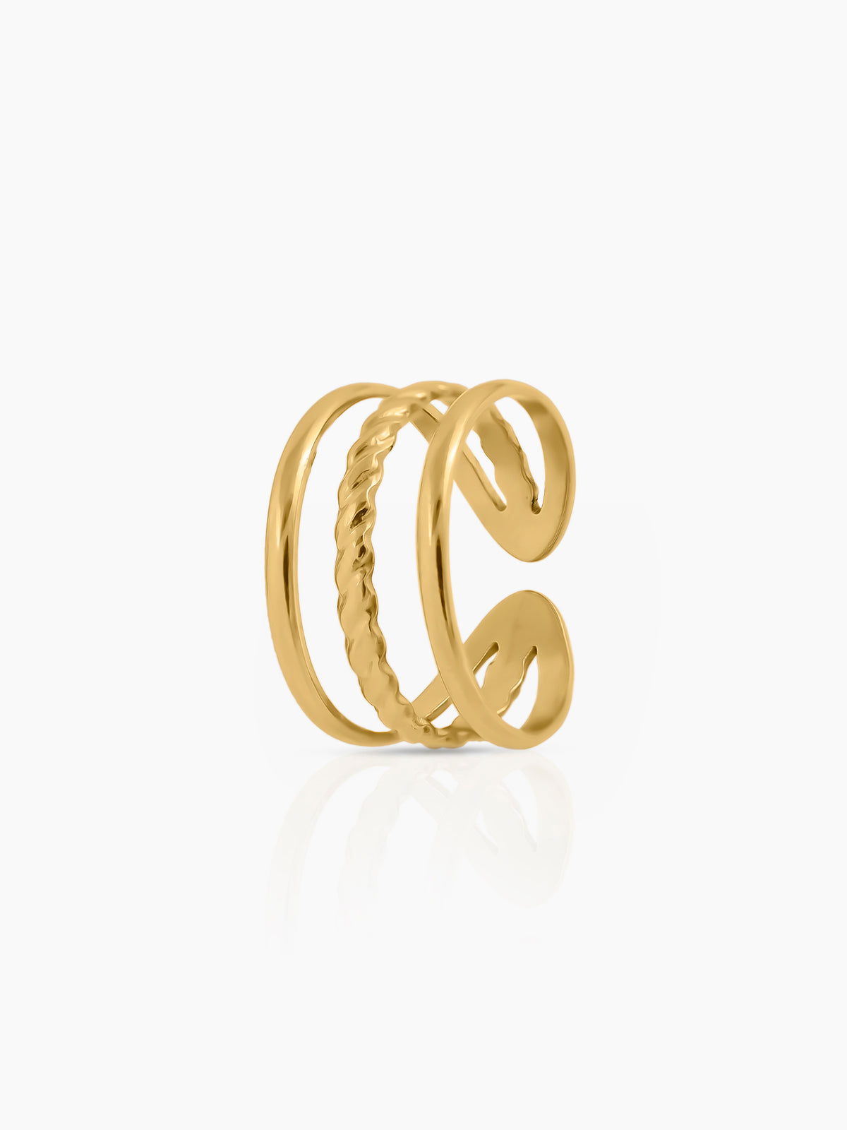 Gigi Three Layers Twisted Rope 18K Gold Plated Ring