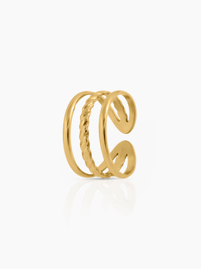 Gigi Three Layers Twisted Rope 18K Gold Plated Ring