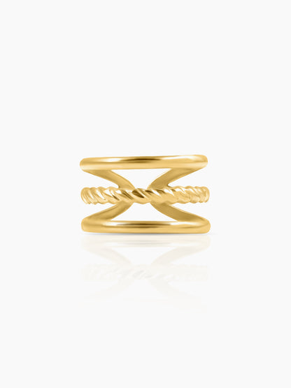 Gigi Three Layers Twisted Rope 18K Gold Plated Ring