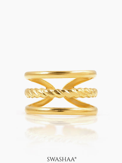 Gigi Three Layers Twisted Rope 18K Gold Plated Ring