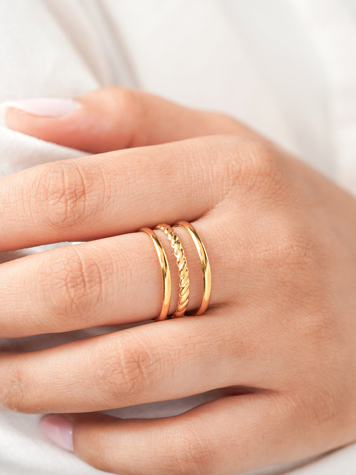 Gigi Three Layers Twisted Rope 18K Gold Plated Ring