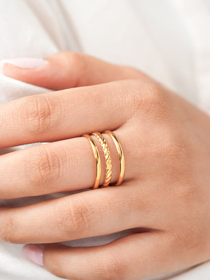Gigi Three Layers Twisted Rope 18K Gold Plated Ring