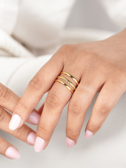 Gigi Three Layers Twisted Rope 18K Gold Plated Ring