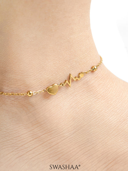 Gilmore Heartsbeats Charms 18K Gold Plated Women's Anklet