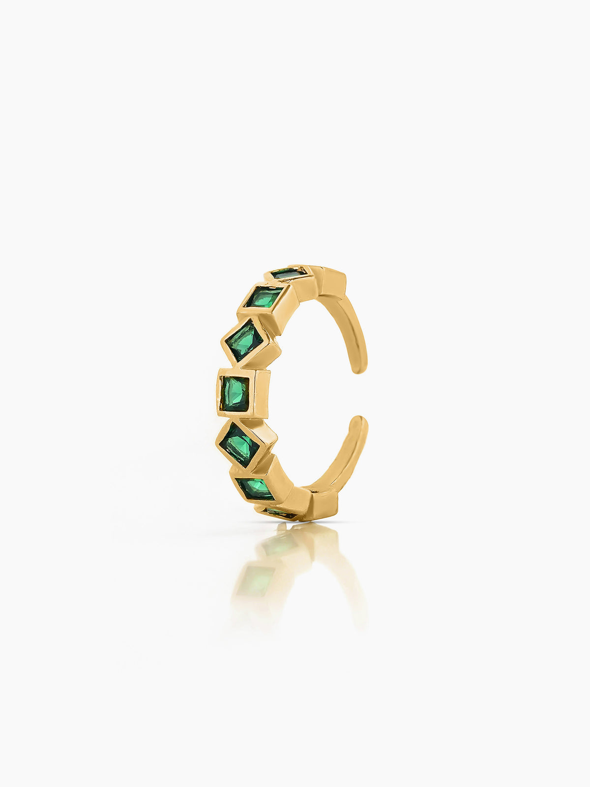 Giselle Geometric Green Emarald 18K Gold Plated Band Ring