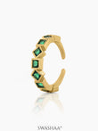 Giselle Geometric Green Emarald 18K Gold Plated Band Ring