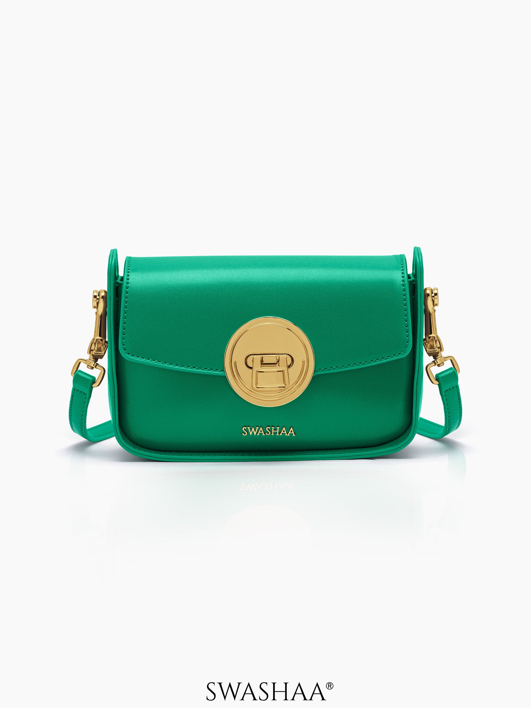 Giva Emerald Luxe Clasp Leather Sling Bag