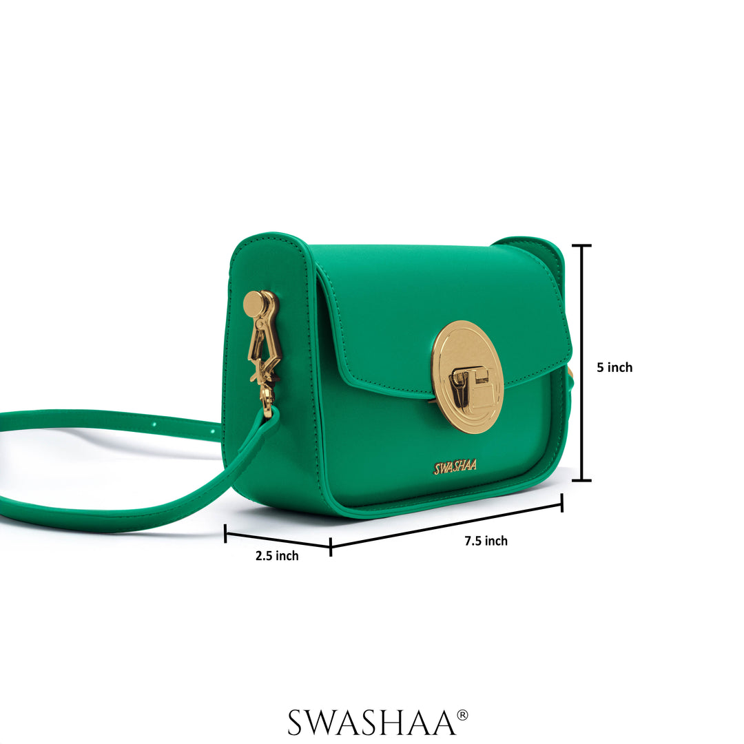 Giva Emerald Luxe Clasp Leather Sling Bag