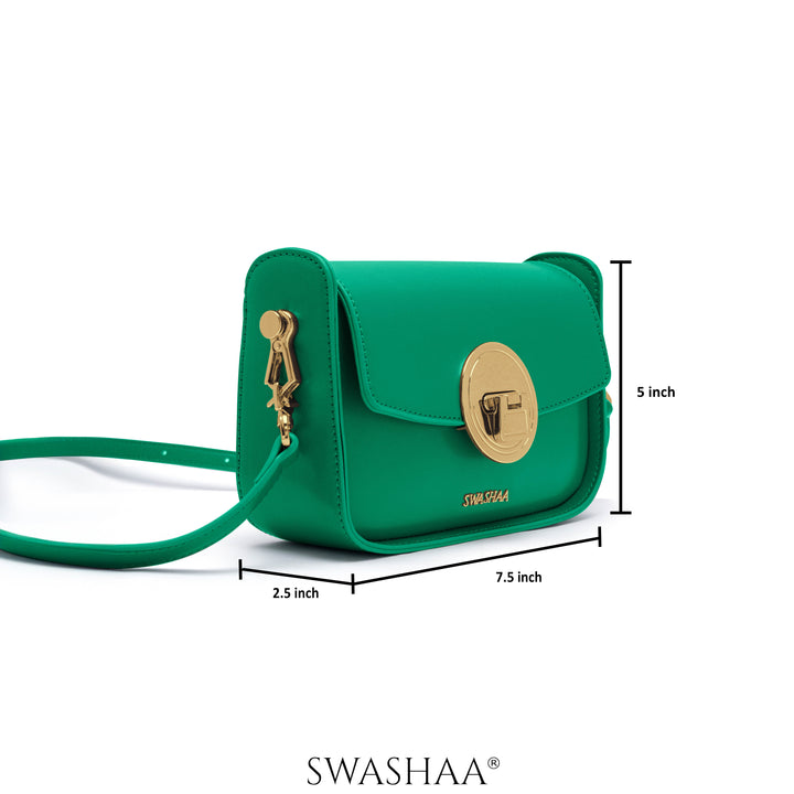 Giva Emerald Luxe Clasp Leather Sling Bag