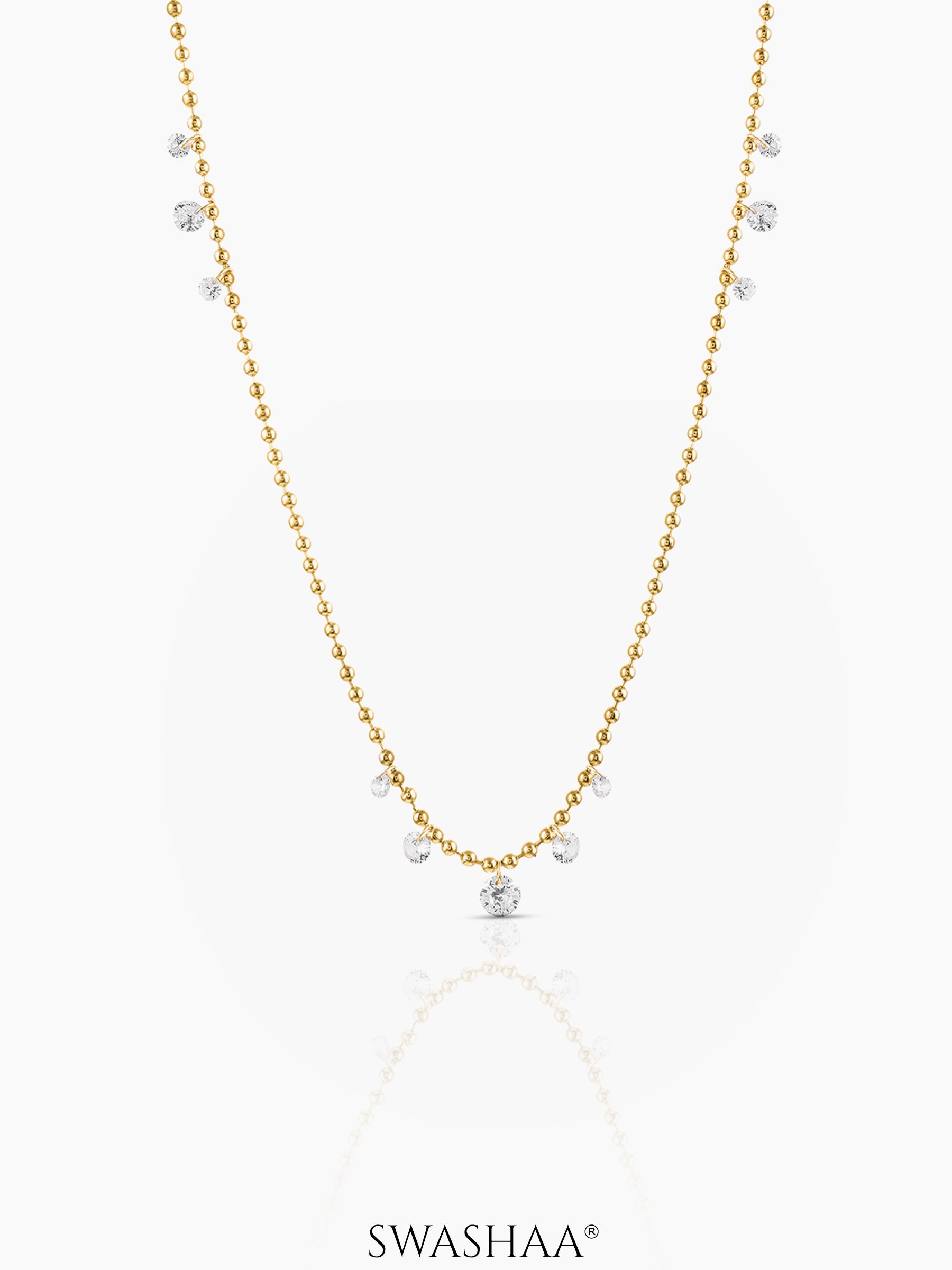 Glimmering Diamond Raindrop Charms 18K Gold Plated Necklace