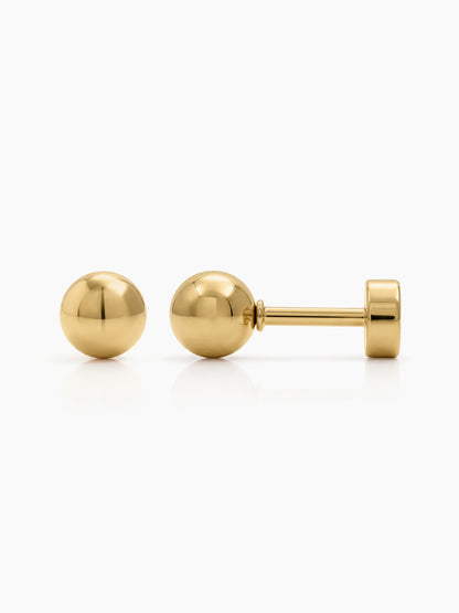 Glimmy Round Ball 18K Gold Plated Kid's Stud Earrings