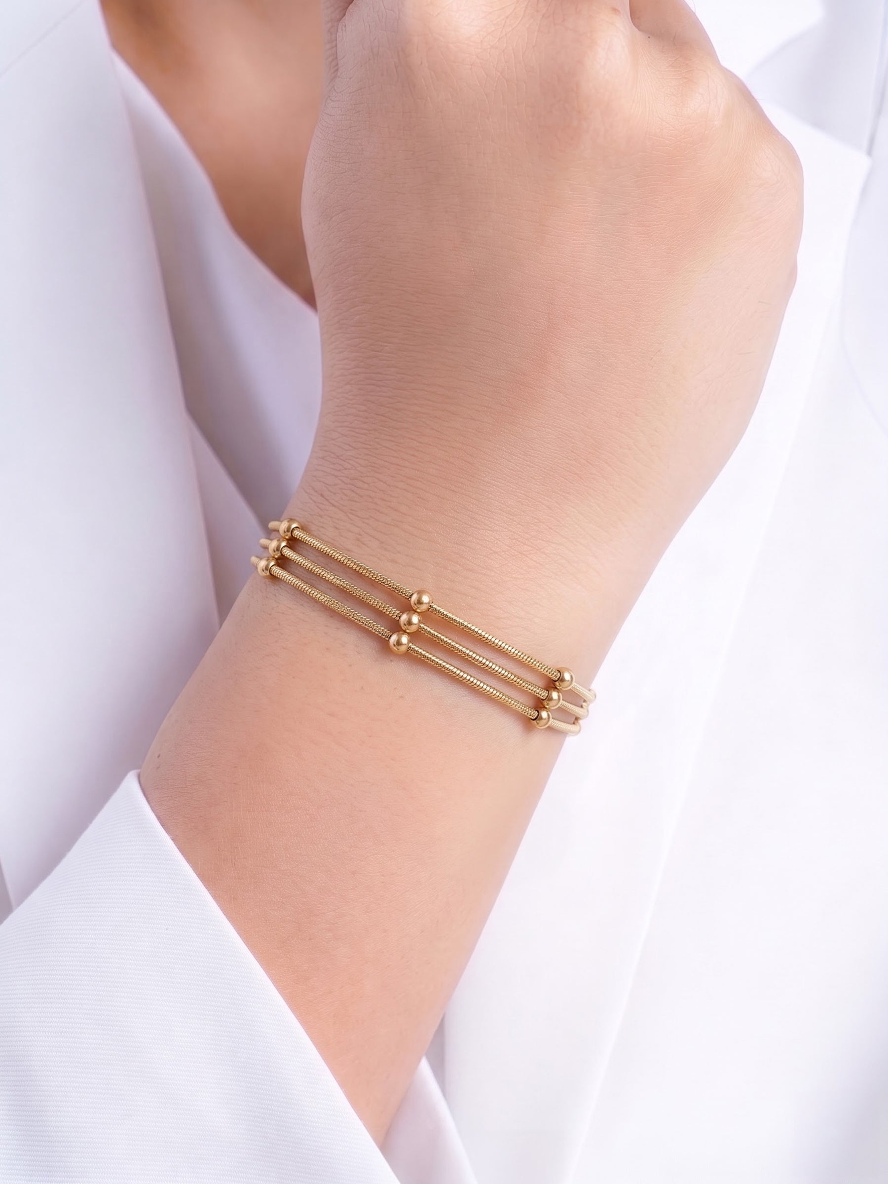 Gloria Layered 18K Gold Plated Women's Chain Bracelet