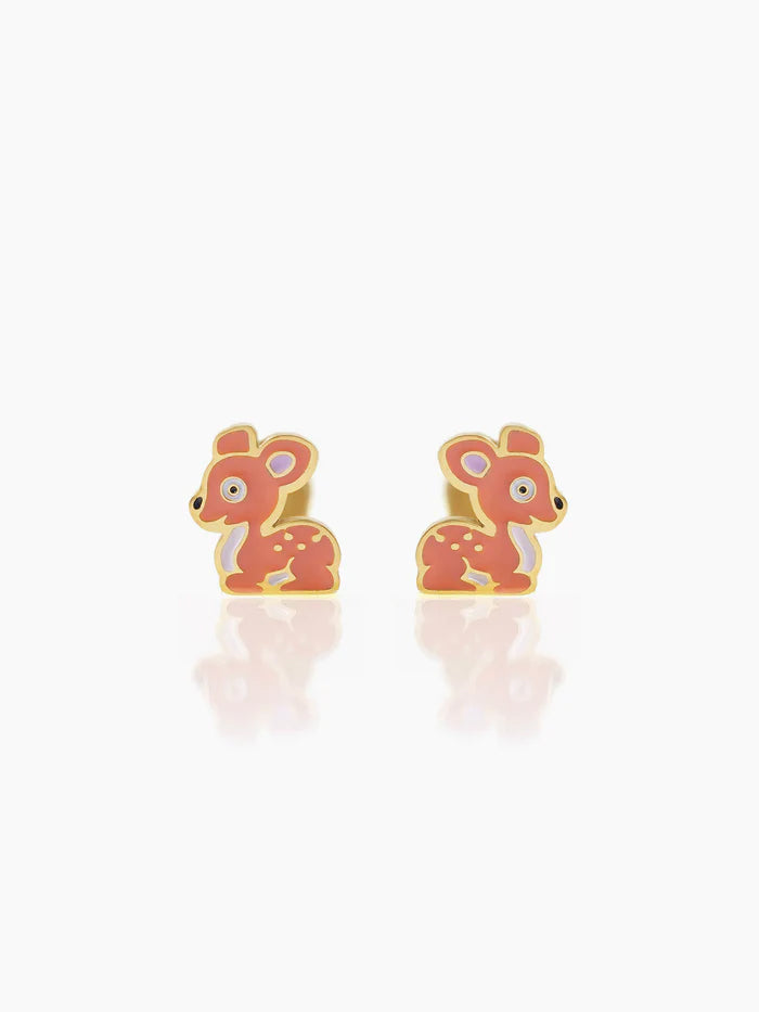 Goofy Deer Charm 18K Gold Plated Kid's Stud Earrings