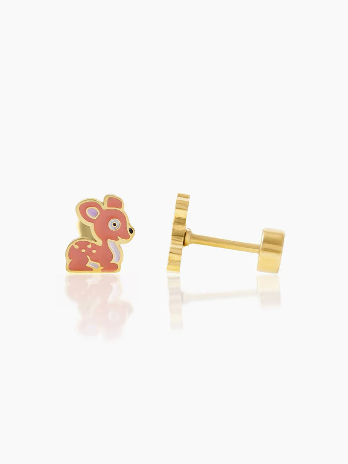 Goofy Deer Charm 18K Gold Plated Kid's Stud Earrings