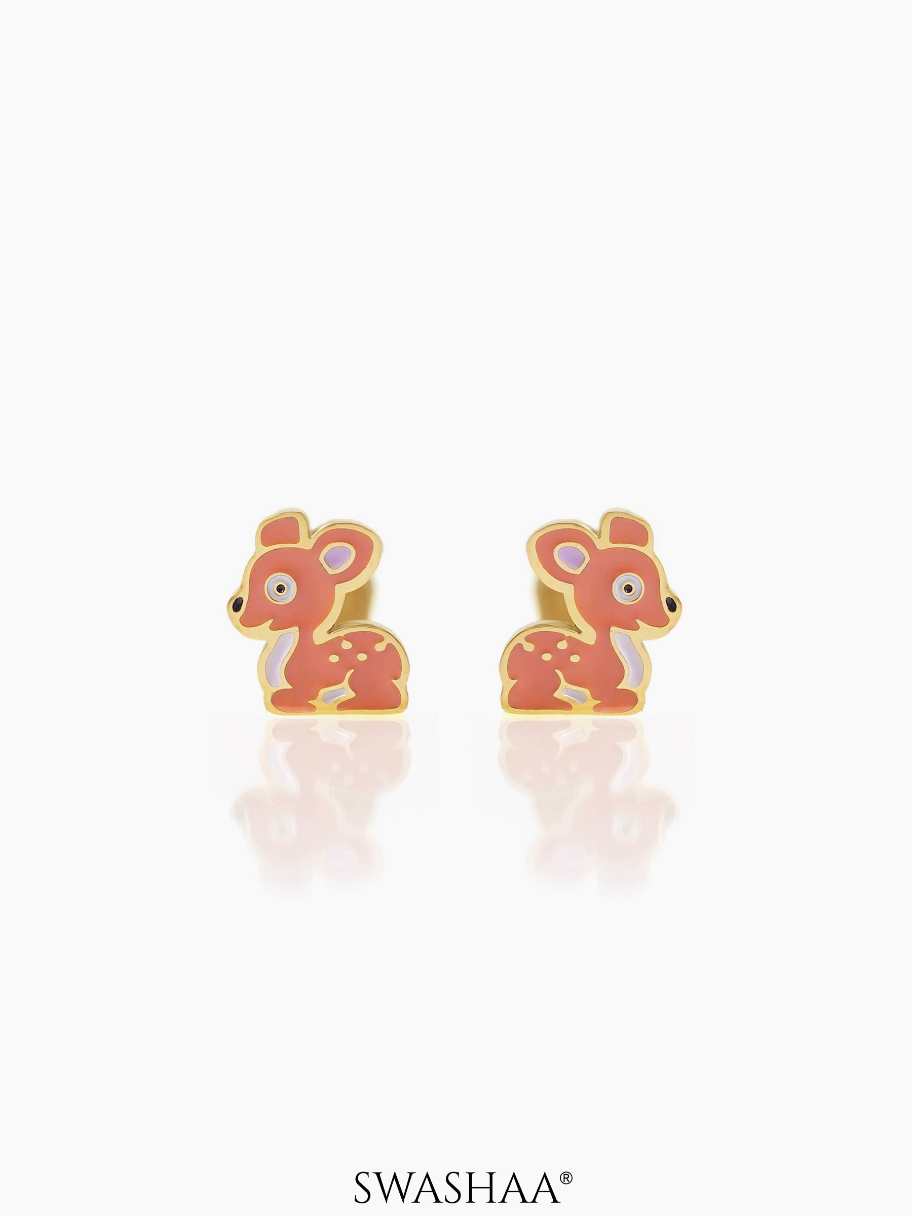 Goofy Deer Charm 18K Gold Plated Kid's Stud Earrings