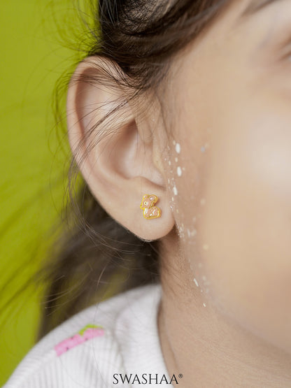 Goofy Deer Charm 18K Gold Plated Kid's Stud Earrings