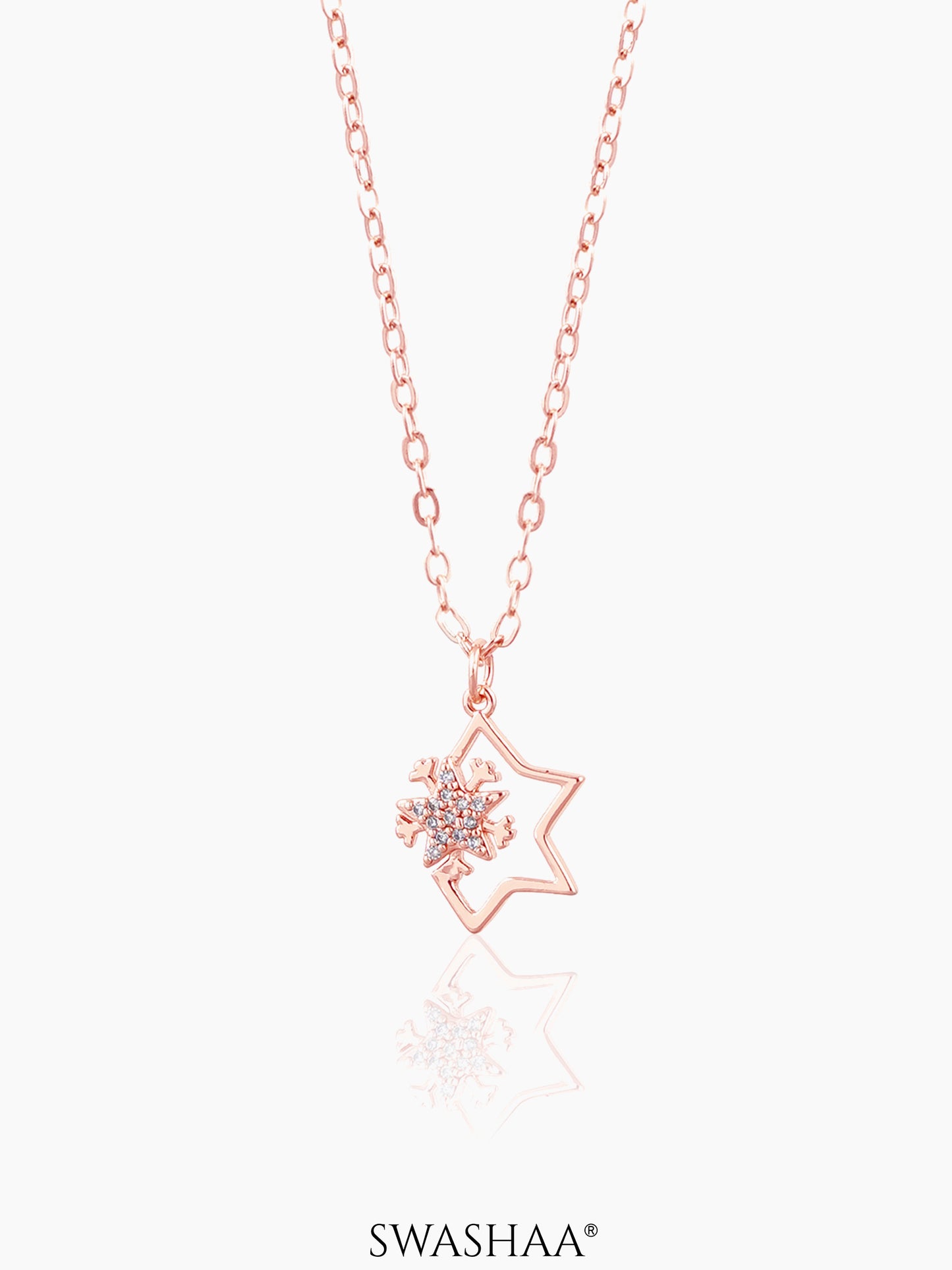 Halley Frozen Star Rosegold Plated Necklace