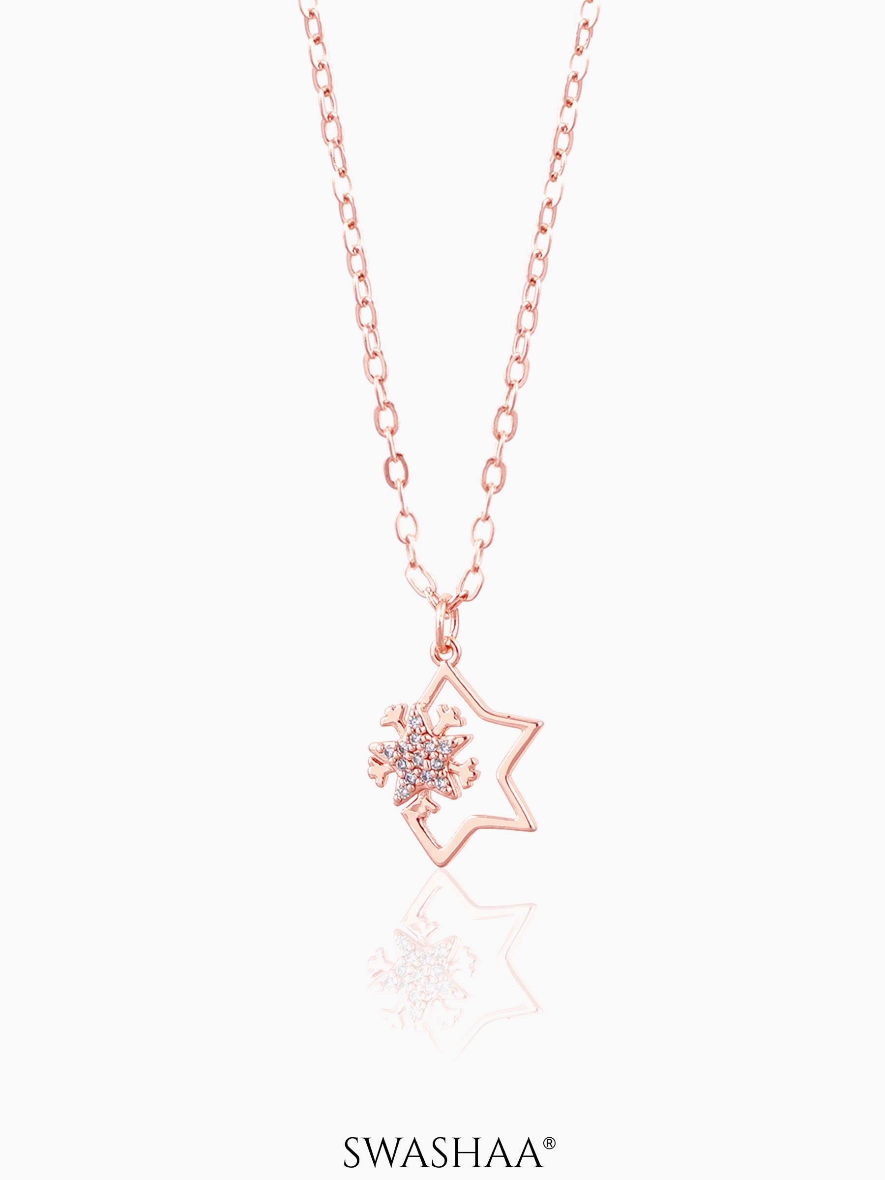Halley Frozen Star Rosegold Plated Necklace