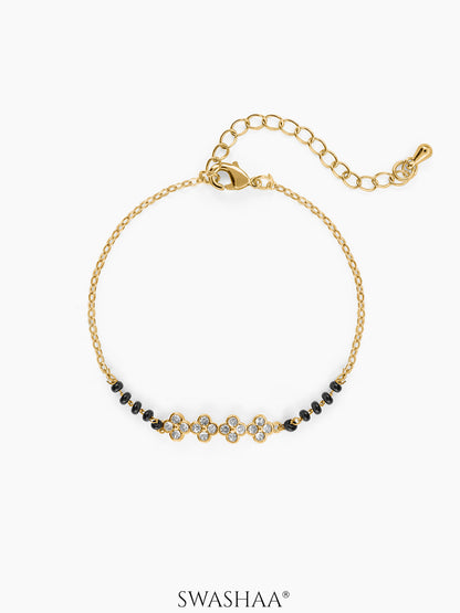 Harini Cluster Floral Motifs Charms 14K Gold Plated Mangalsutra Bracelet