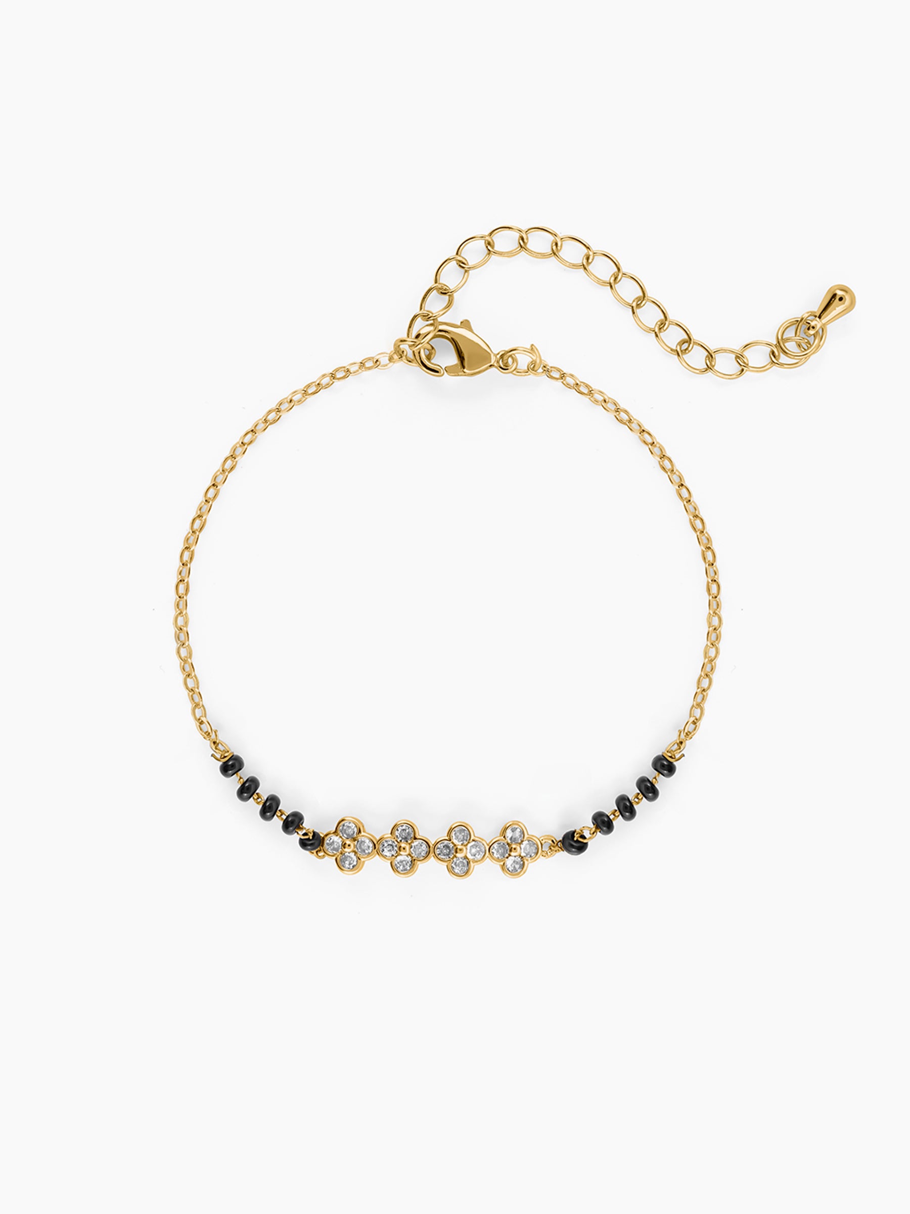 Harini Cluster Floral Motifs Charms 14K Gold Plated Mangalsutra Bracelet