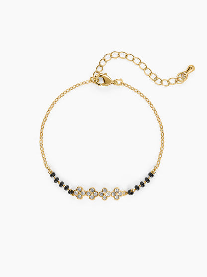 Harini Cluster Floral Motifs Charms 14K Gold Plated Mangalsutra Bracelet