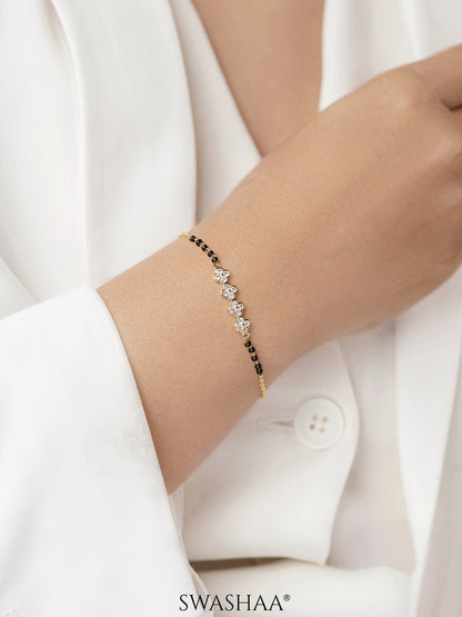 Harini Cluster Floral Motifs Charms 14K Gold Plated Mangalsutra Bracelet