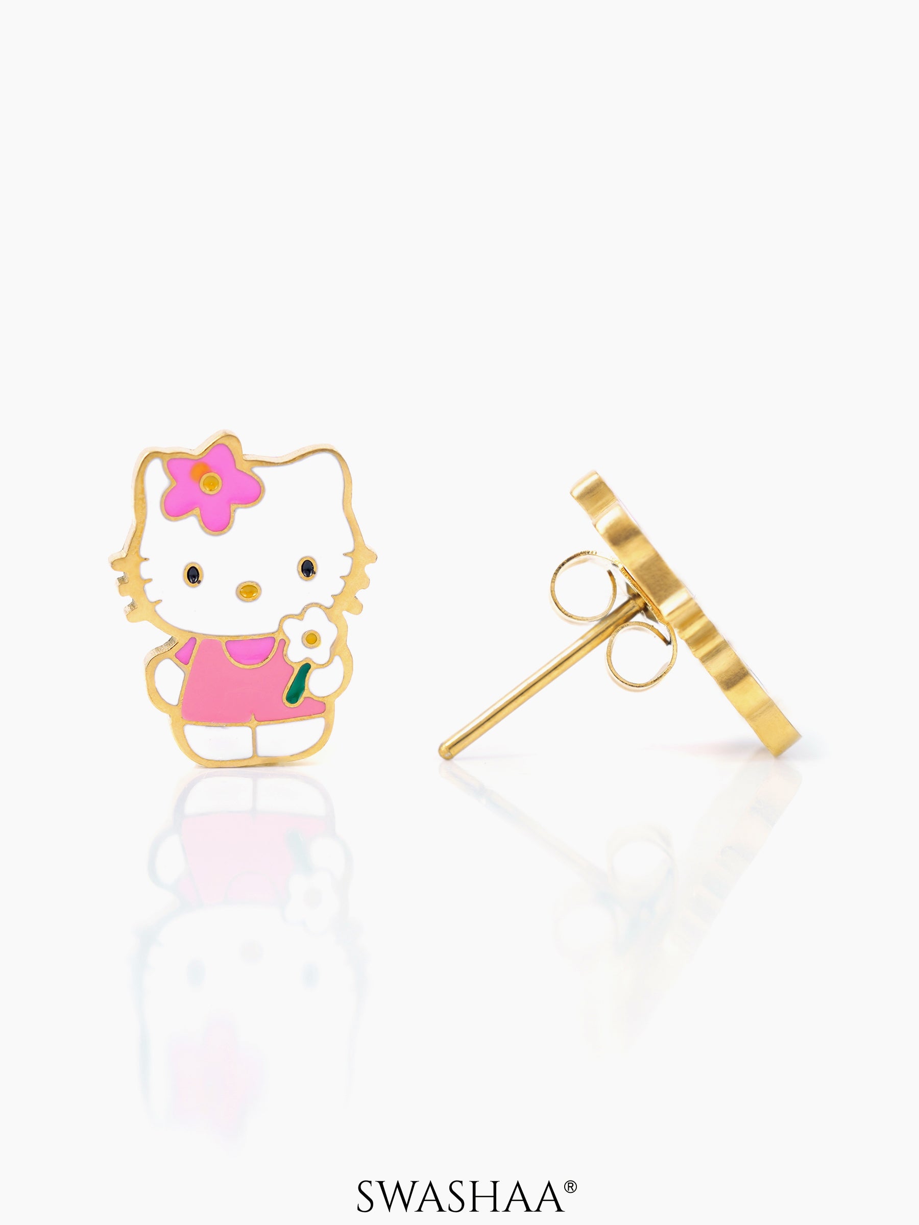 Hawa Cutie Kitty Charm 18K Gold Plated Kid's Pendant Necklace Set