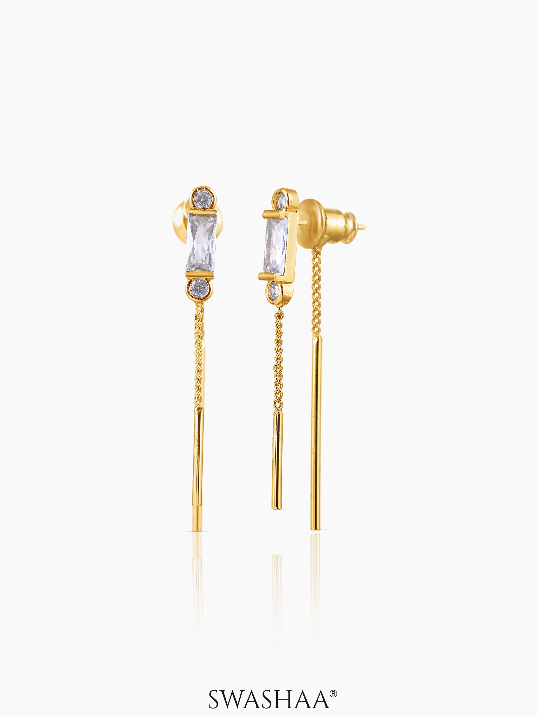 Hayfa Needle 18K Gold Plated Earrings