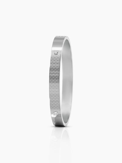 Hector Etched Diamond Silver Men's Kada