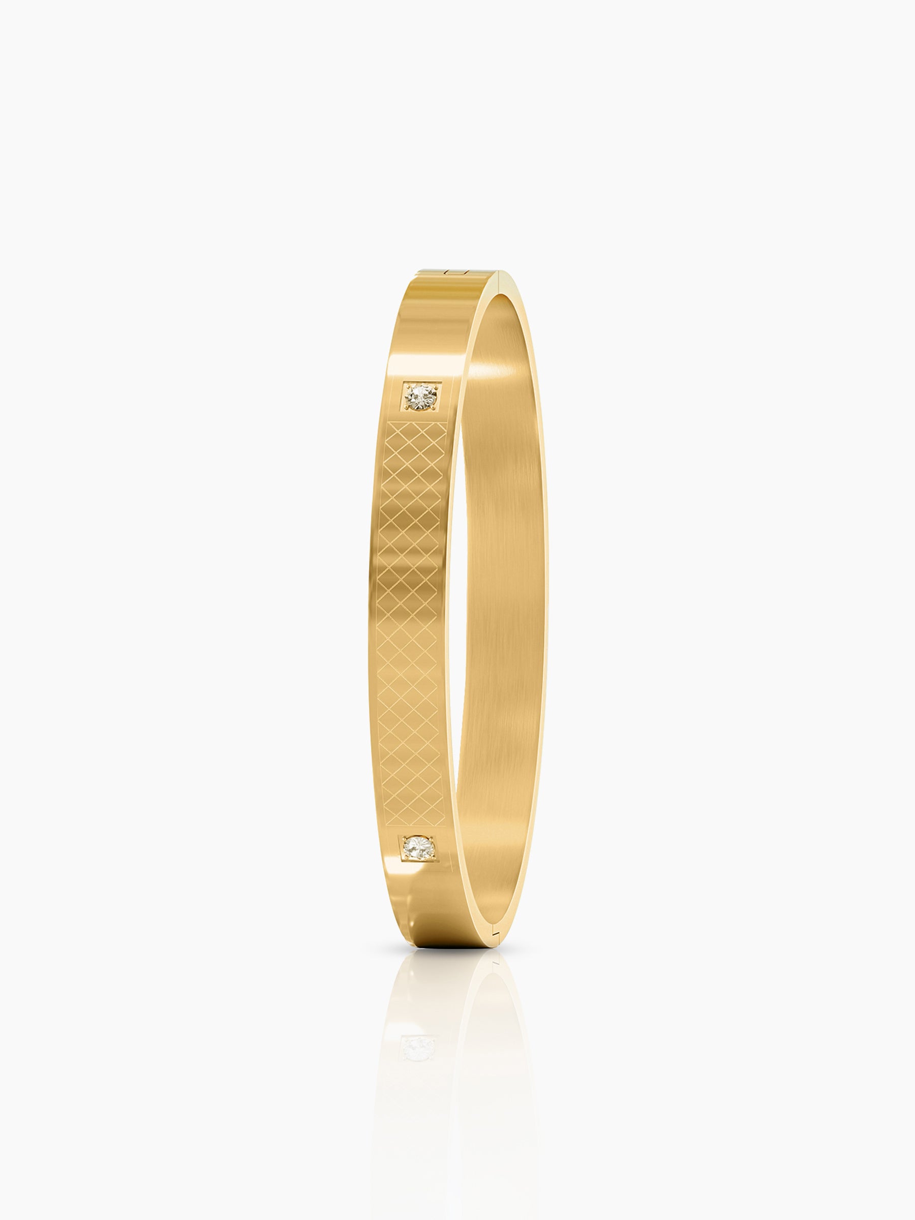 Hector Etched Diamond 18K Gold Plated Men's Kada