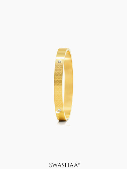 Hector Etched Diamond 18K Gold Plated Men's Kada