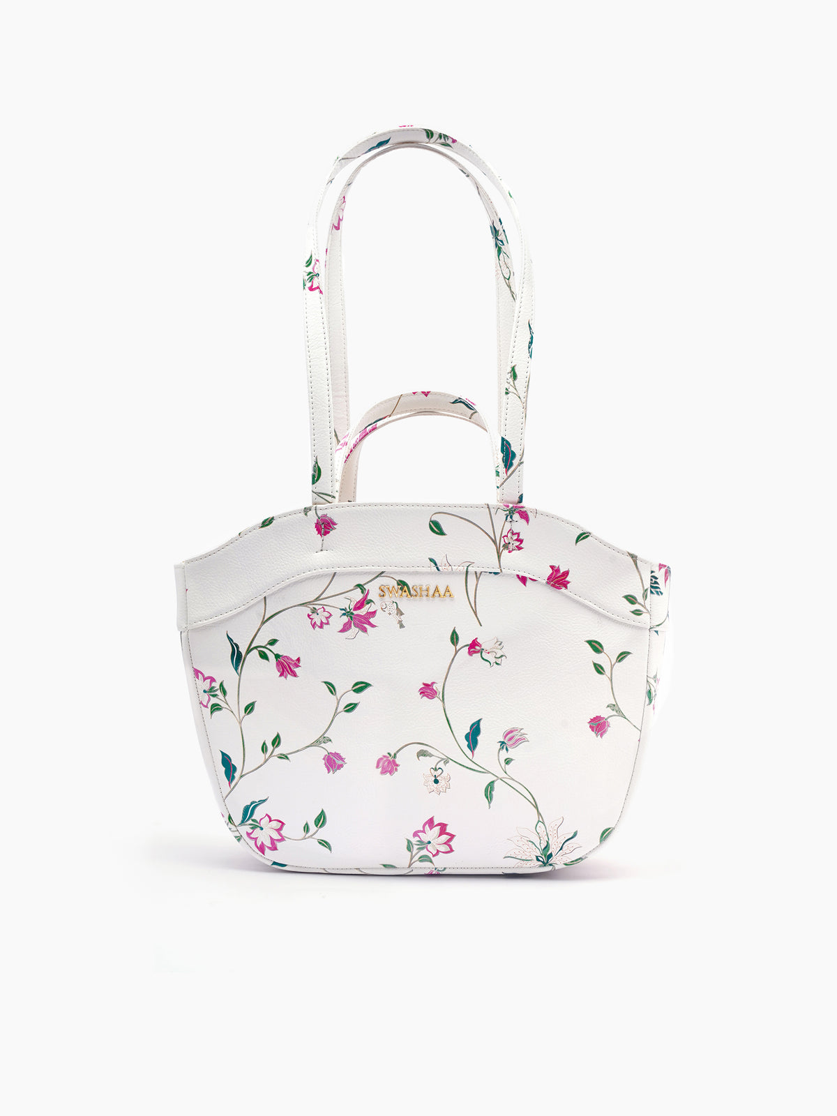 Hemi Floral White Women's Leather Shoulder Bag