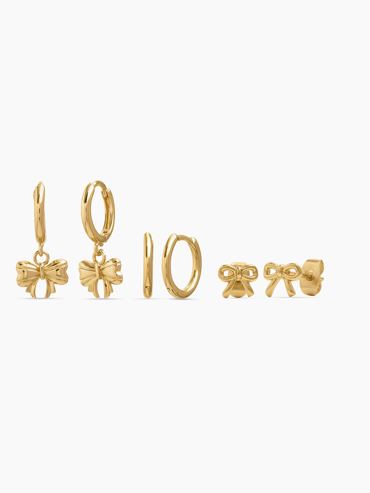 Henzie Bow Hoop earrings & Stud Earrings 14K Gold Plated Women's Earring Set