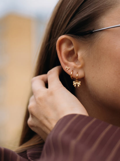 Henzie Bow Hoop earrings & Stud Earrings 14K Gold Plated Women's Earring Set