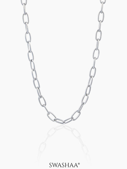 Heren Textured Links Silver Men's Chain