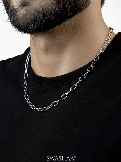 Heren Textured Links Silver Men's Chain
