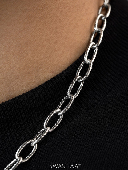 Heren Textured Links Silver Men's Chain