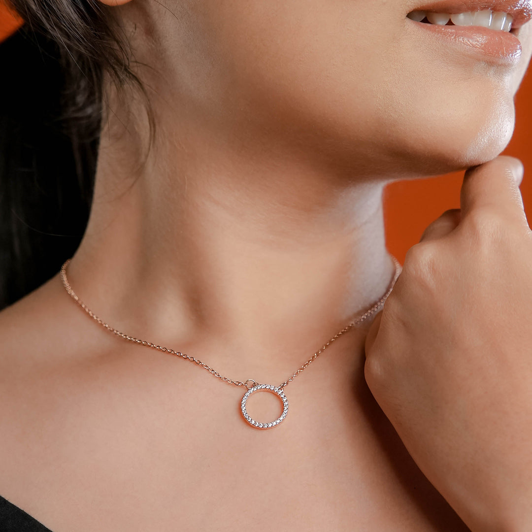 Holo Rosegold Plated Necklace - Swashaa