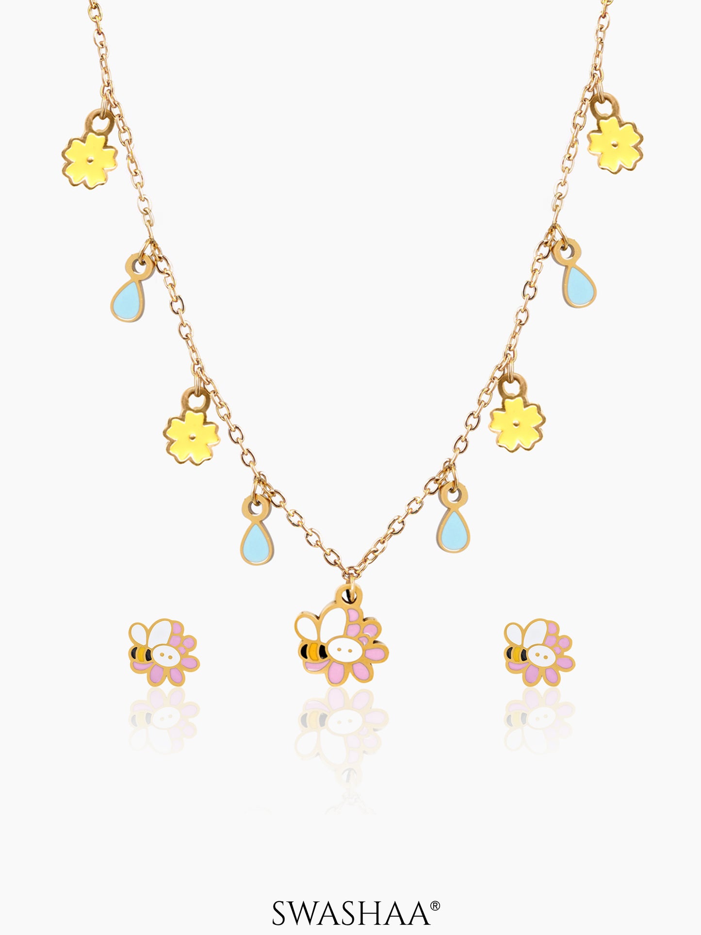 Honey Bee Bloom Kid's Jewelry Set Of 2 – Necklace & Earrings